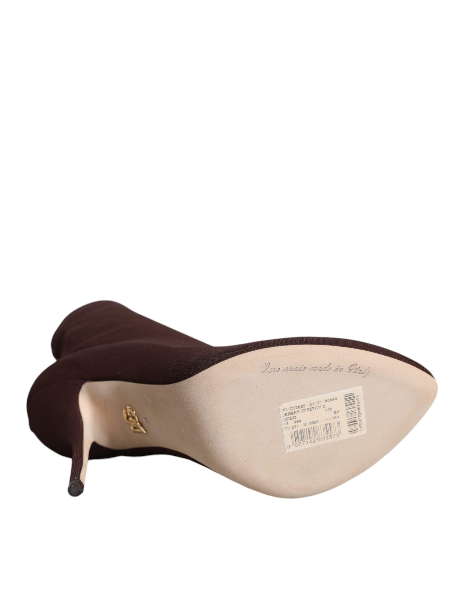 Dolce & Gabbana Brown Stiletto Heels Socks Ankle Boots Shoes Dolce & Gabbana