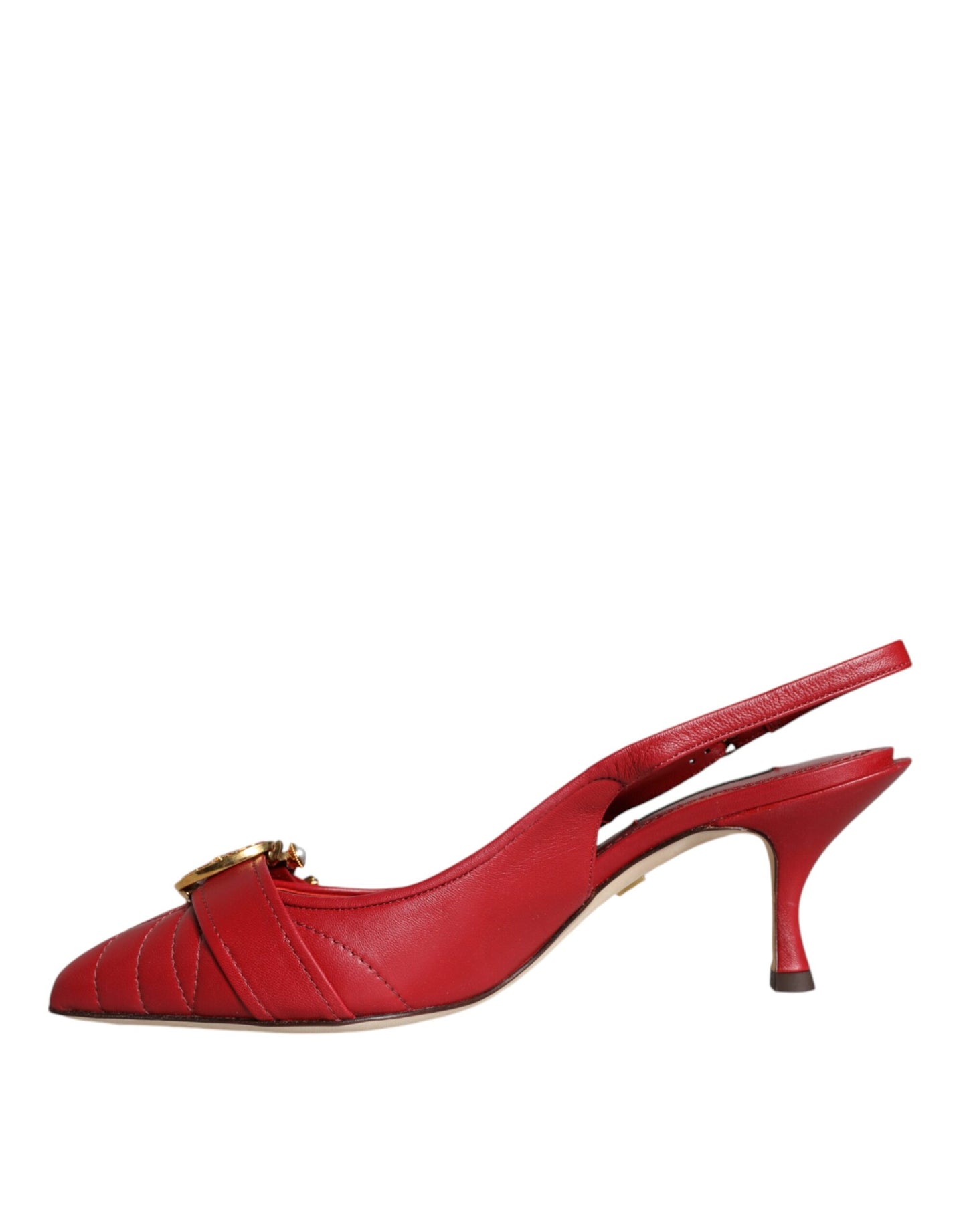 Dolce & Gabbana Red Devotion Leather Heels Slingback Shoes Dolce & Gabbana