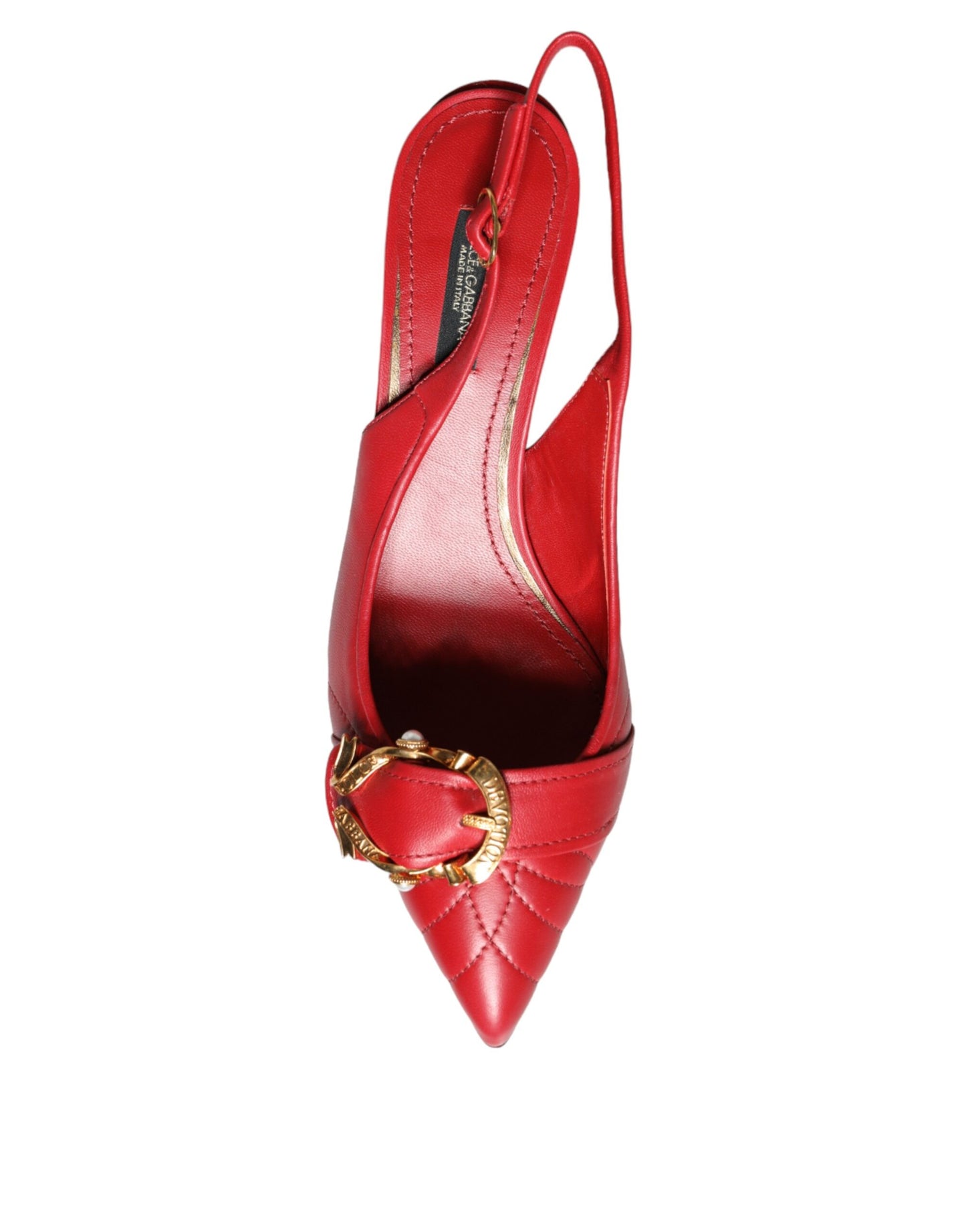 Dolce & Gabbana Red Devotion Leather Heels Slingback Shoes Dolce & Gabbana