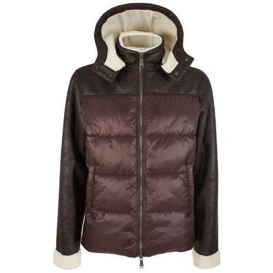 Yes Zee Brown Nylon Men's Quilted Jacket Yes Zee