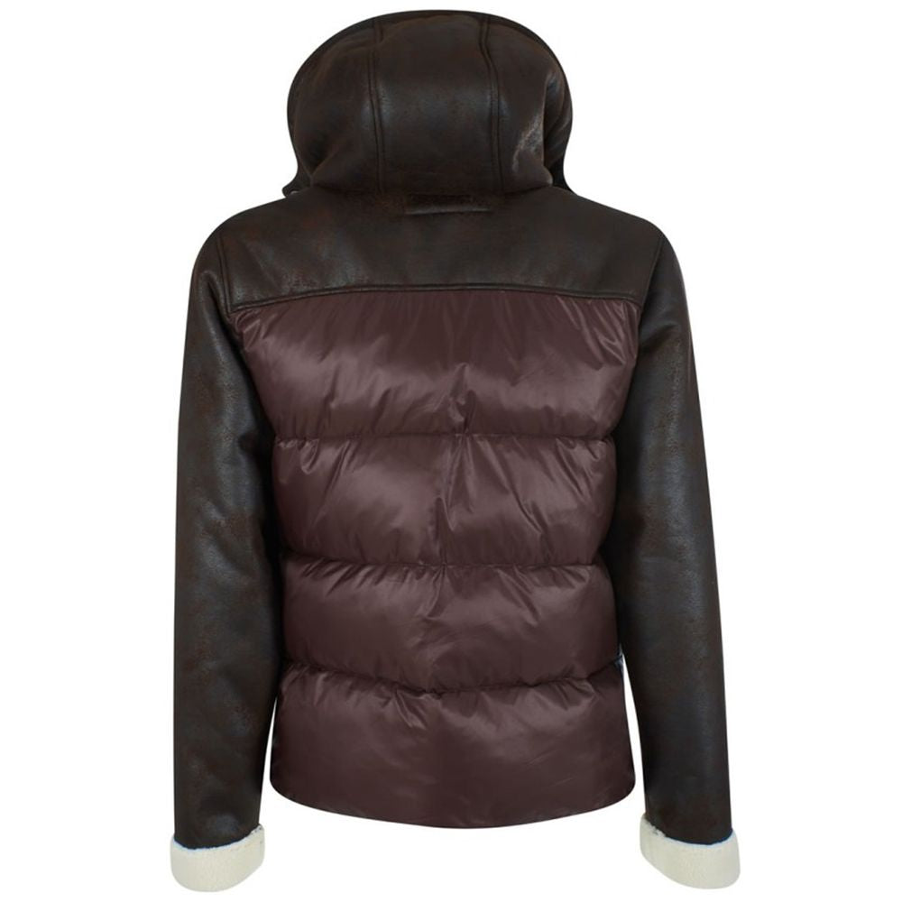 Yes Zee Brown Nylon Men's Quilted Jacket Yes Zee