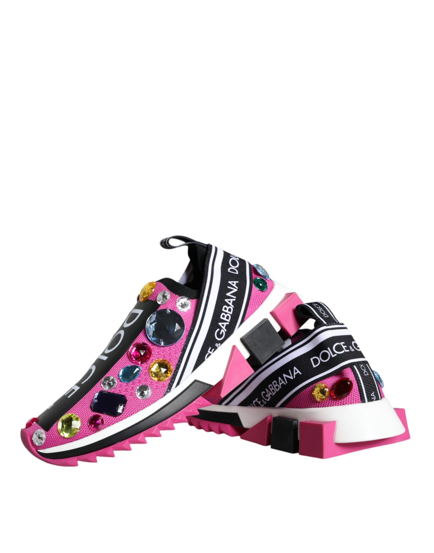 Dolce & Gabbana Pink Sorrento Crystals Low Top Sneakers Shoes Dolce & Gabbana