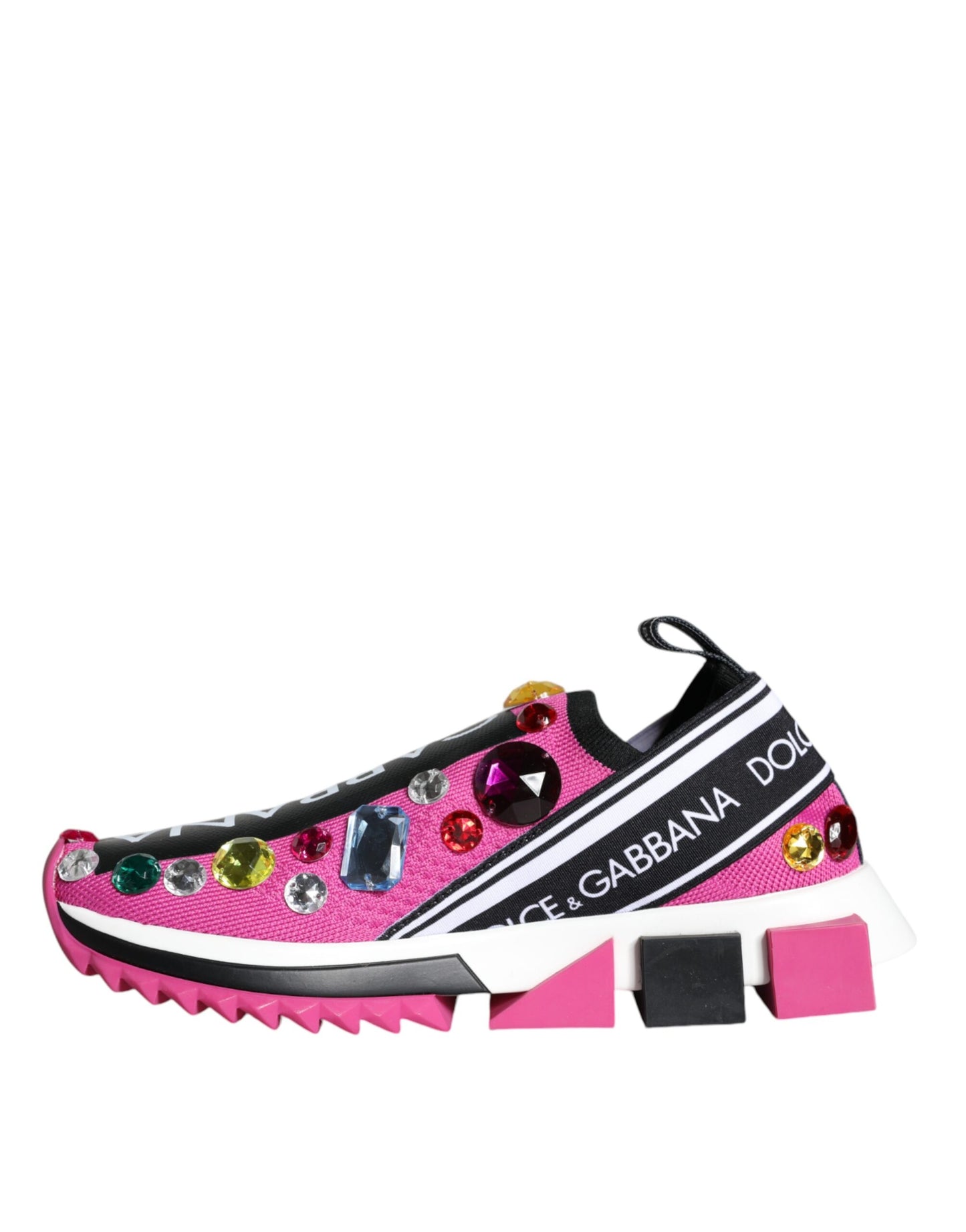 Dolce & Gabbana Pink Sorrento Crystals Low Top Sneakers Shoes Dolce & Gabbana