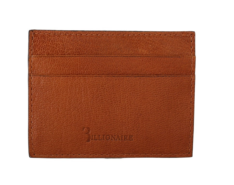 Billionaire Italian Couture Brown Leather Cardholder Wallet Billionaire Italian Couture