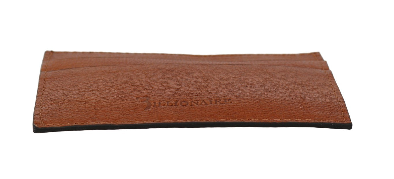 Billionaire Italian Couture Brown Leather Cardholder Wallet Billionaire Italian Couture