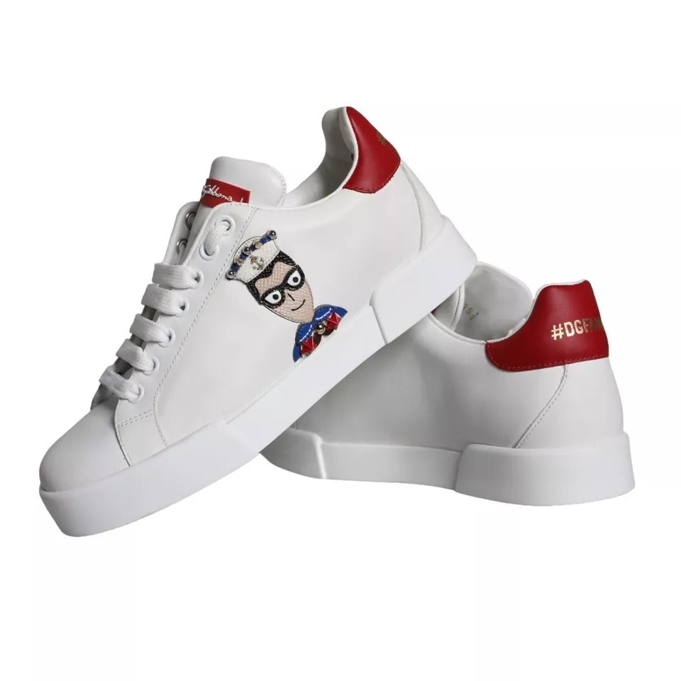 Dolce & Gabbana White Patch Calfskin Nappa Portofino Sneakers Shoes Dolce & Gabbana