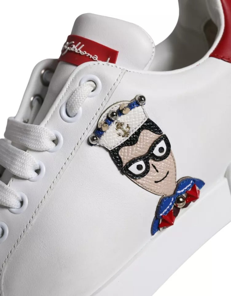 Dolce & Gabbana White Patch Calfskin Nappa Portofino Sneakers Shoes Dolce & Gabbana