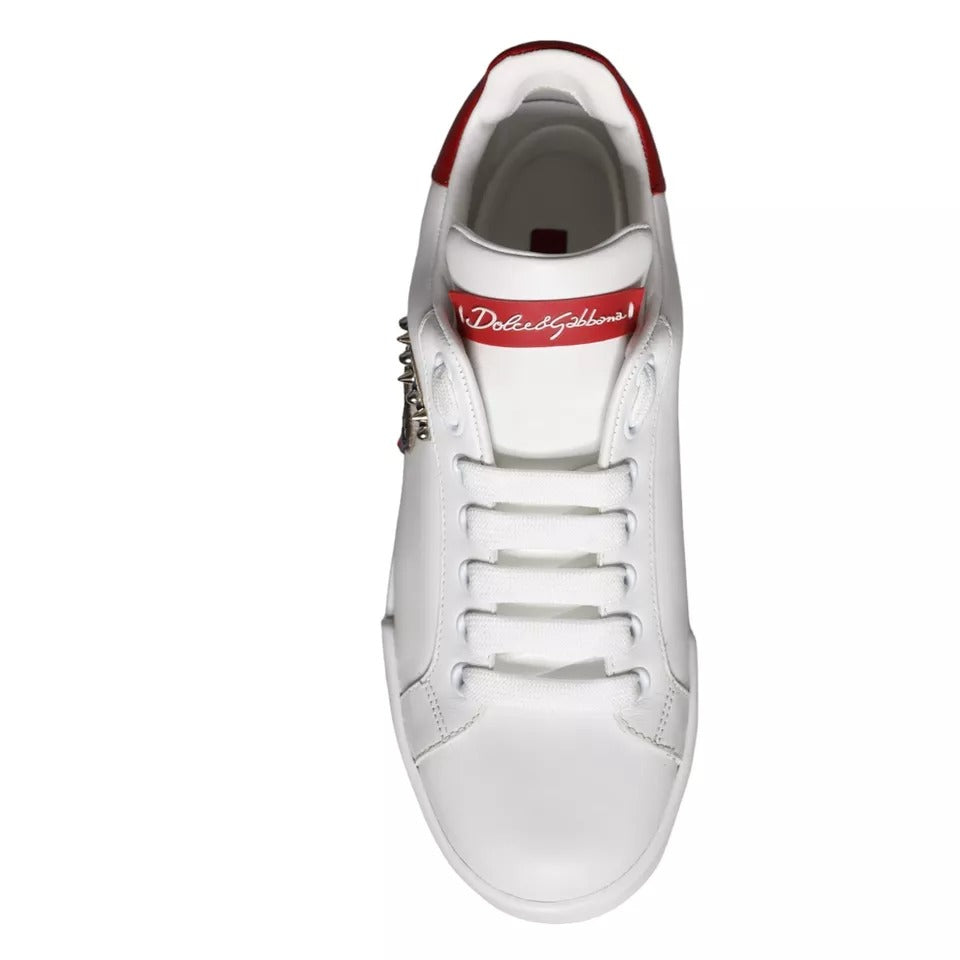 Dolce & Gabbana White Patch Calfskin Nappa Portofino Sneakers Shoes Dolce & Gabbana