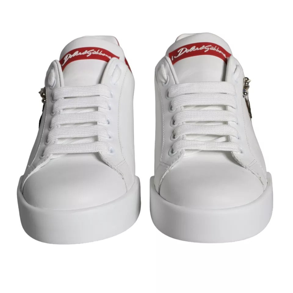 Dolce & Gabbana White Patch Calfskin Nappa Portofino Sneakers Shoes Dolce & Gabbana