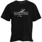 Black cotton crew neck T-shirt with bold graphic print from Dolce & Gabbana, featuring a stylish and contemporary design.