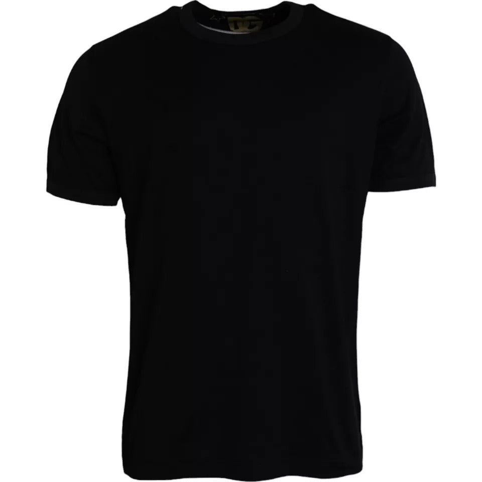 Dolce & Gabbana Black Cotton Round Neck Short Sleeves Men T-shirt - Eljoys Fashion 