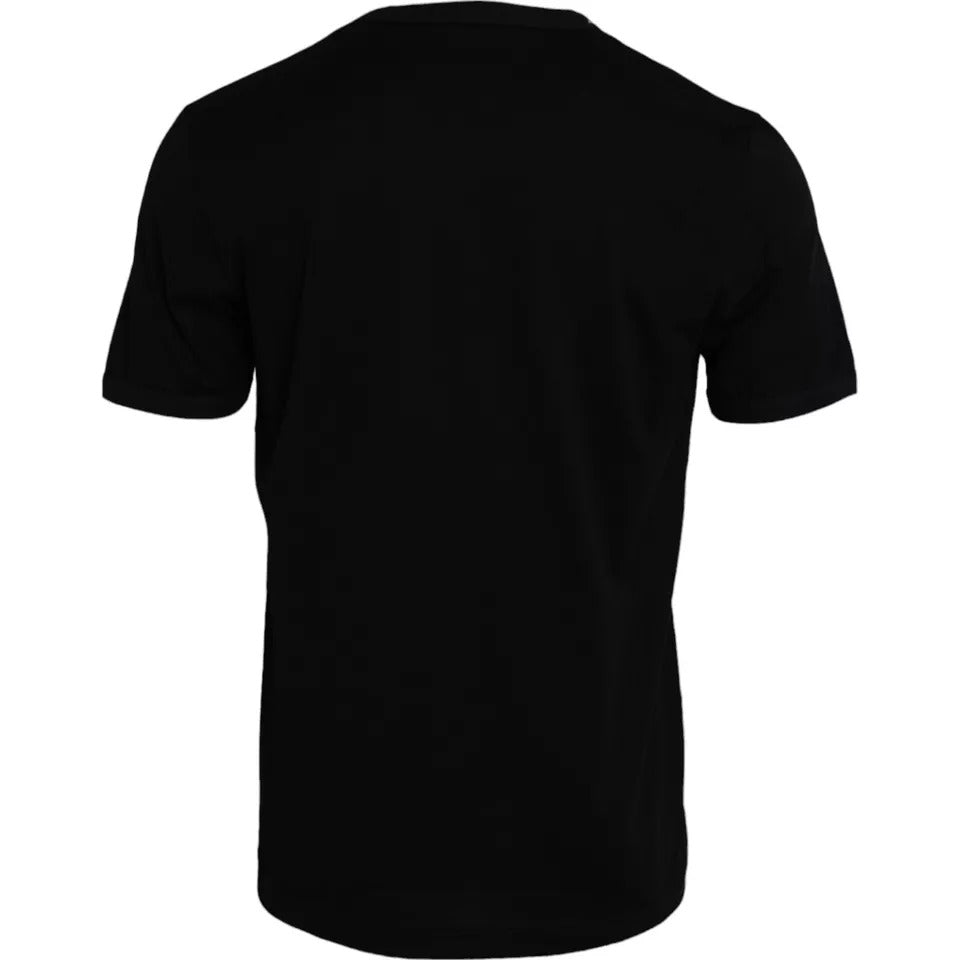 Dolce & Gabbana Black Cotton Round Neck Short Sleeves Men T-shirt - Eljoys Fashion 