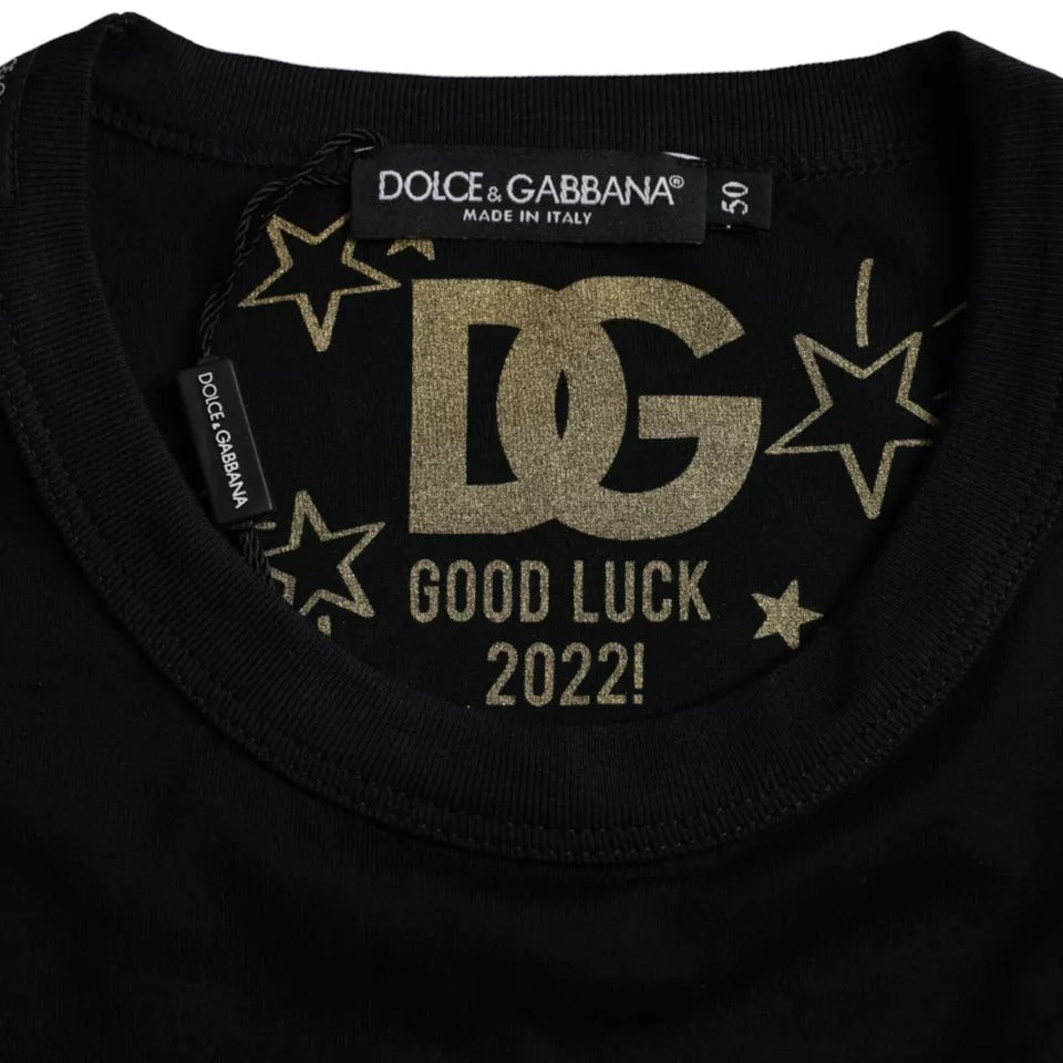 Dolce & Gabbana Black Cotton Round Neck Short Sleeves Men T-shirt - Eljoys Fashion 