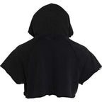 Dolce & Gabbana Black Cotton Hooded Short Sleeves Cropped T-shirt - Eljoys Fashion 
