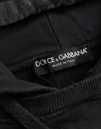 Dolce & Gabbana Black Cotton Hooded Short Sleeves Cropped T-shirt - Eljoys Fashion 