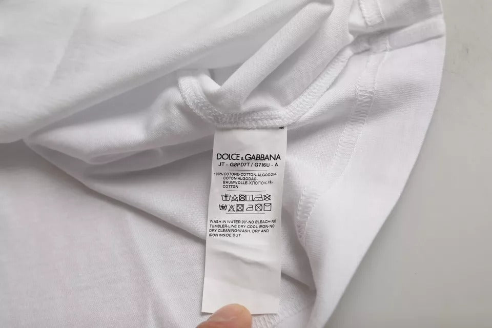 Dolce & Gabbana White Logo Round Neck Short Sleeves T-shirt Dolce & Gabbana