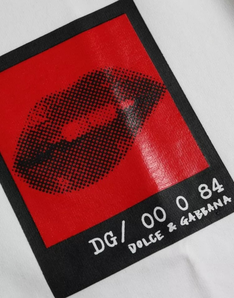 Dolce & Gabbana White Red Lips Print Cotton Men T-shirt Dolce & Gabbana