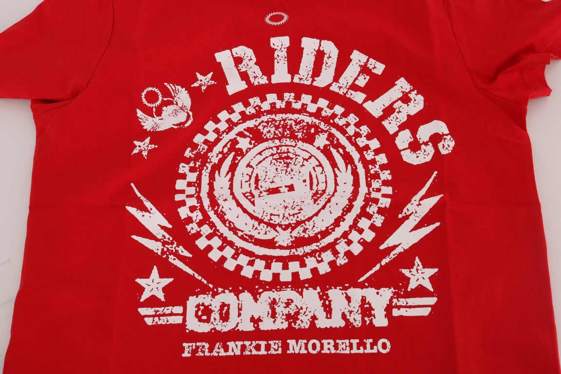 Frankie Morello Red Cotton RIDERS Crewneck T-Shirt Frankie Morello