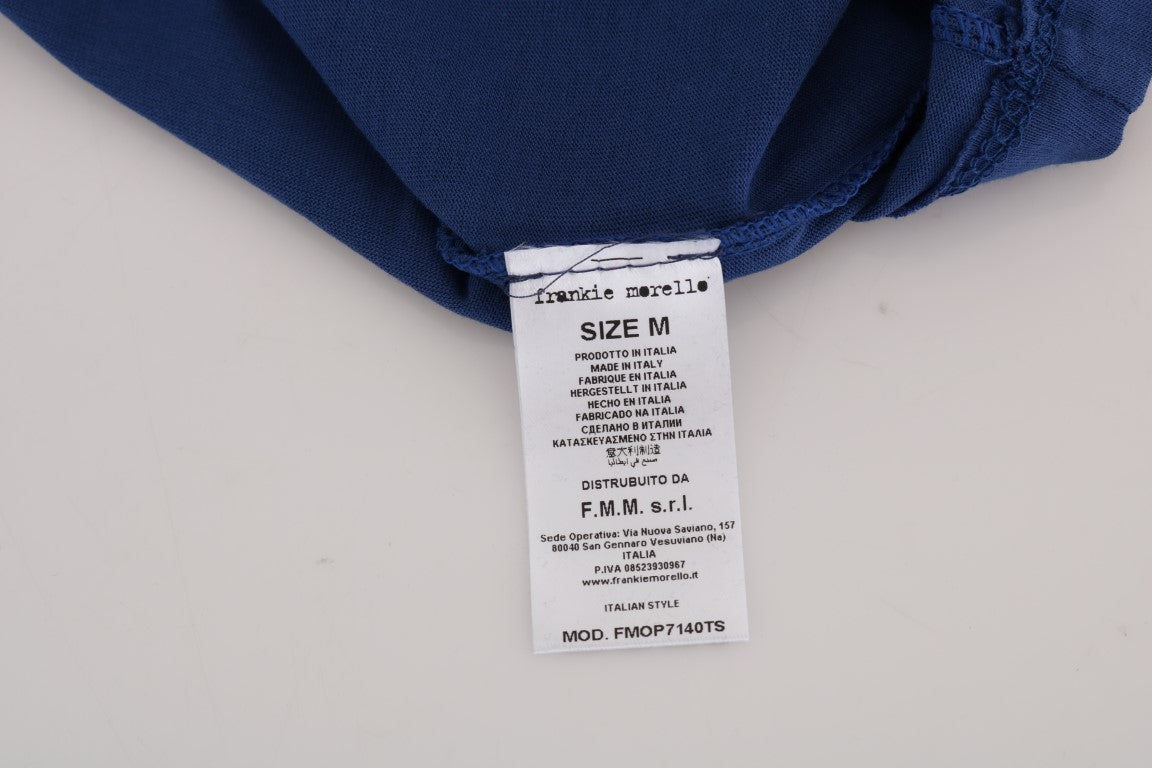 Frankie Morello Blue Cotton RIDERS Crewneck T-Shirt Frankie Morello