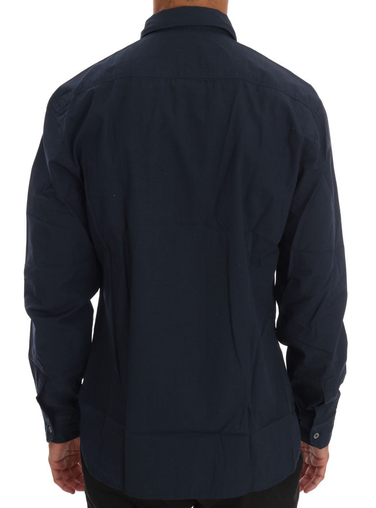 John Galliano Blue Casual Cotton Long Sleeve Shirt John Galliano