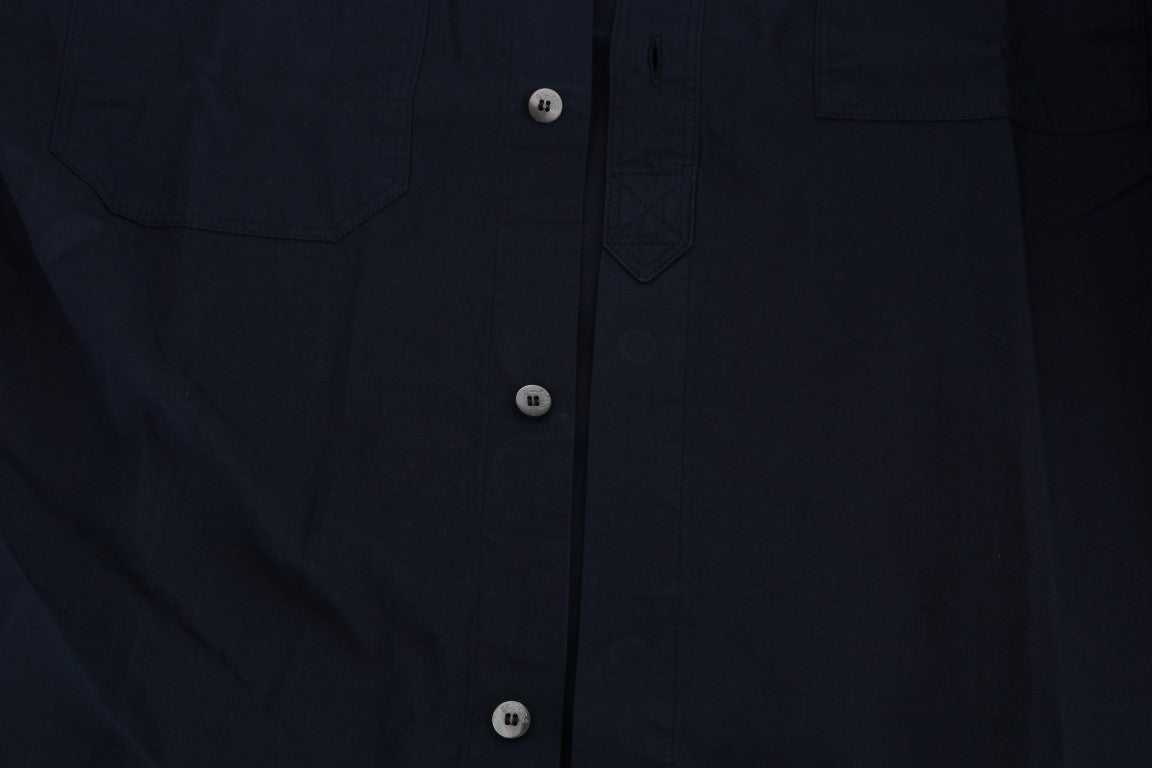 John Galliano Blue Casual Cotton Long Sleeve Shirt John Galliano