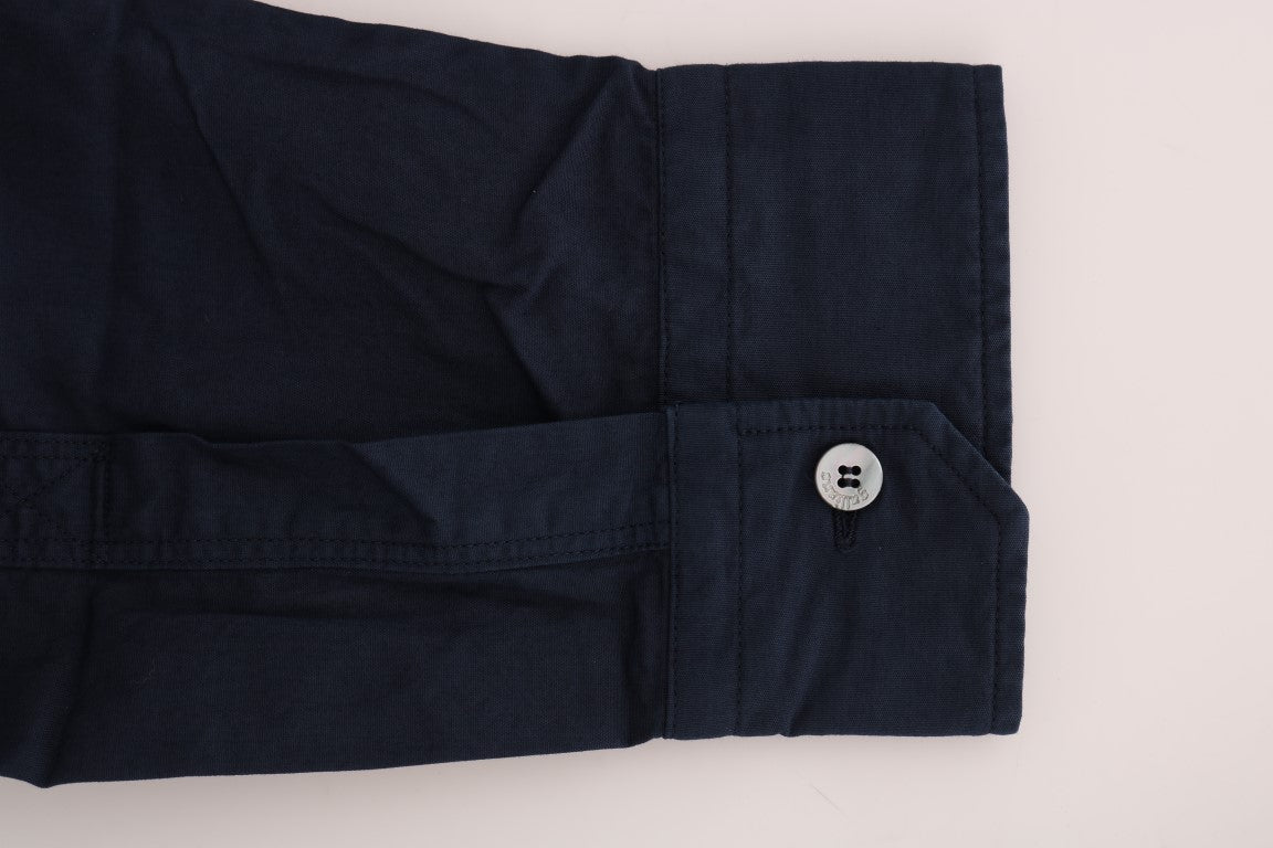 John Galliano Blue Casual Cotton Long Sleeve Shirt John Galliano