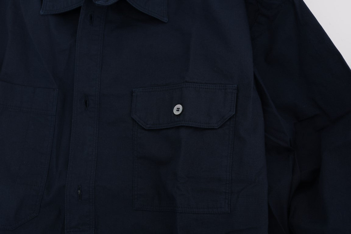 John Galliano Blue Casual Cotton Long Sleeve Shirt John Galliano