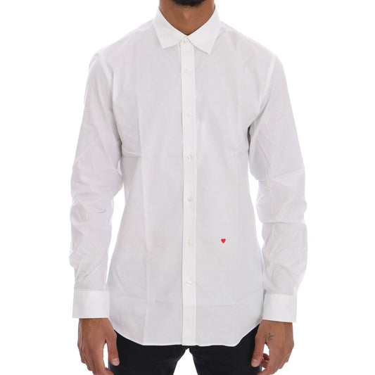 Moschino White Cotton Stretch Slim Fit Dress Shirt Moschino