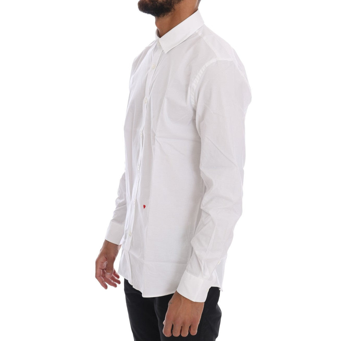 Moschino White Cotton Stretch Slim Fit Dress Shirt Moschino
