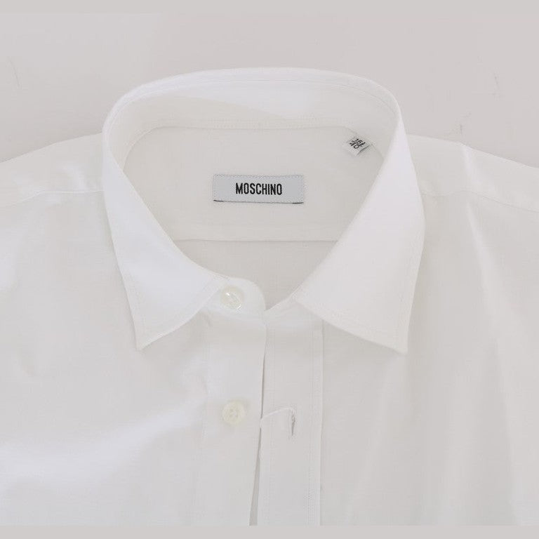 Moschino White Cotton Stretch Slim Fit Dress Shirt Moschino