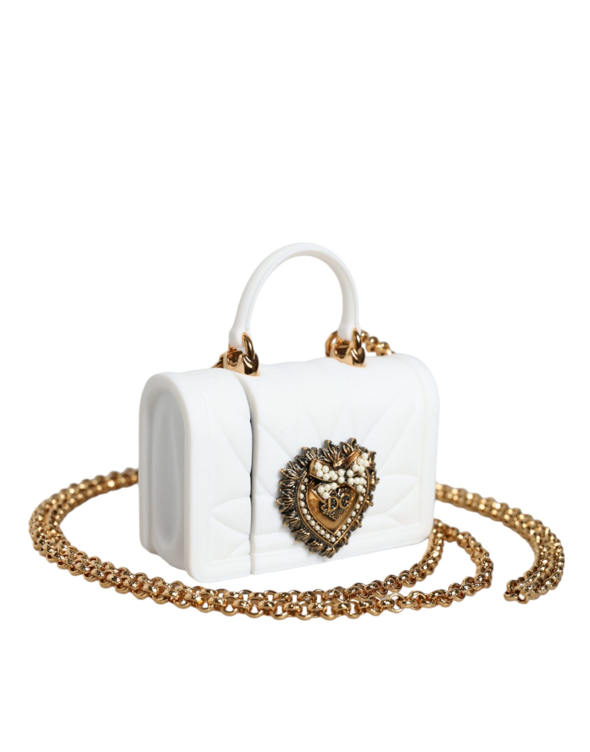 Dolce & Gabbana White Silicone Devotion Heart Cover Hand Bag Airpod Case Dolce & Gabbana
