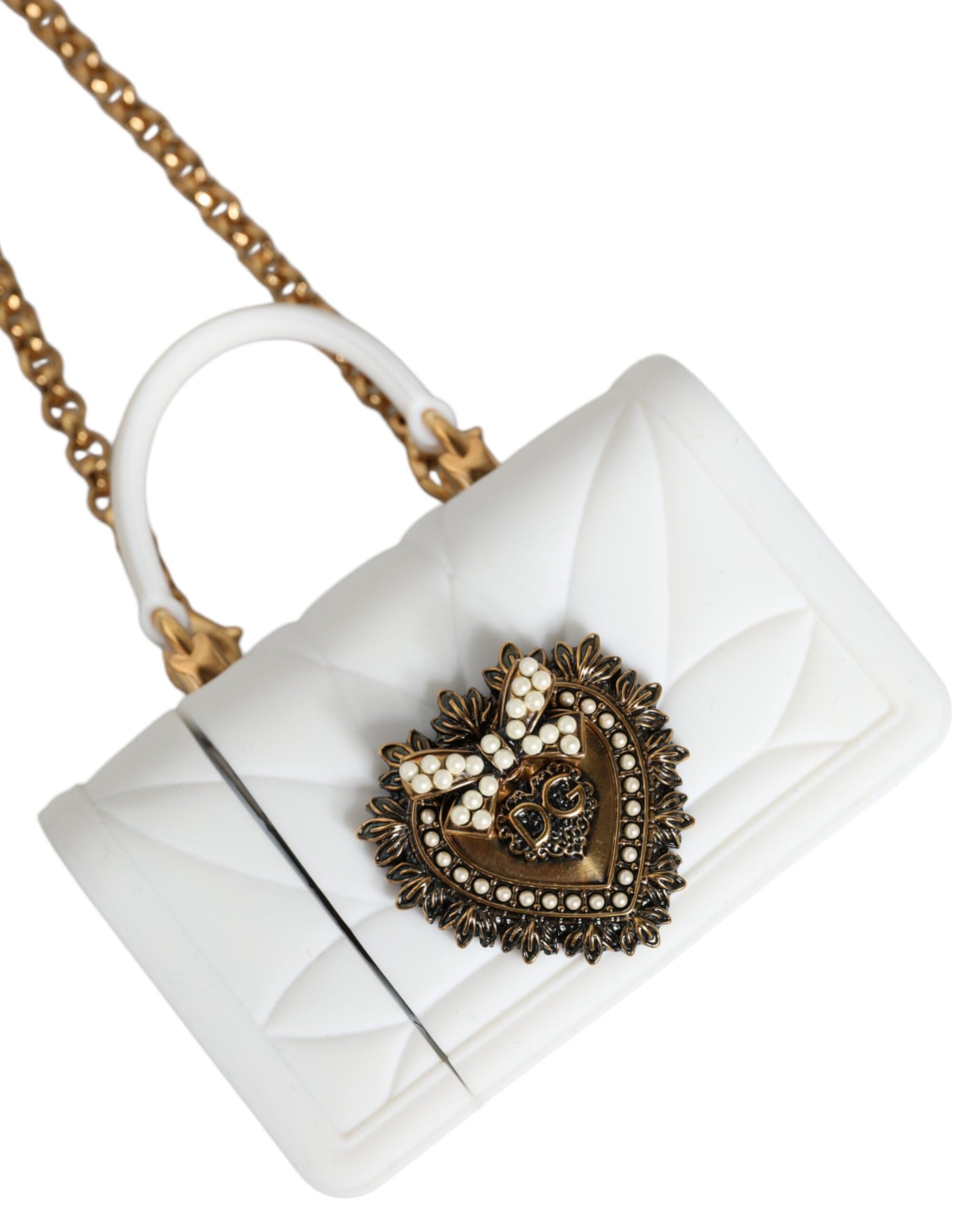 Dolce & Gabbana White Silicone Devotion Heart Cover Hand Bag Airpod Case Dolce & Gabbana