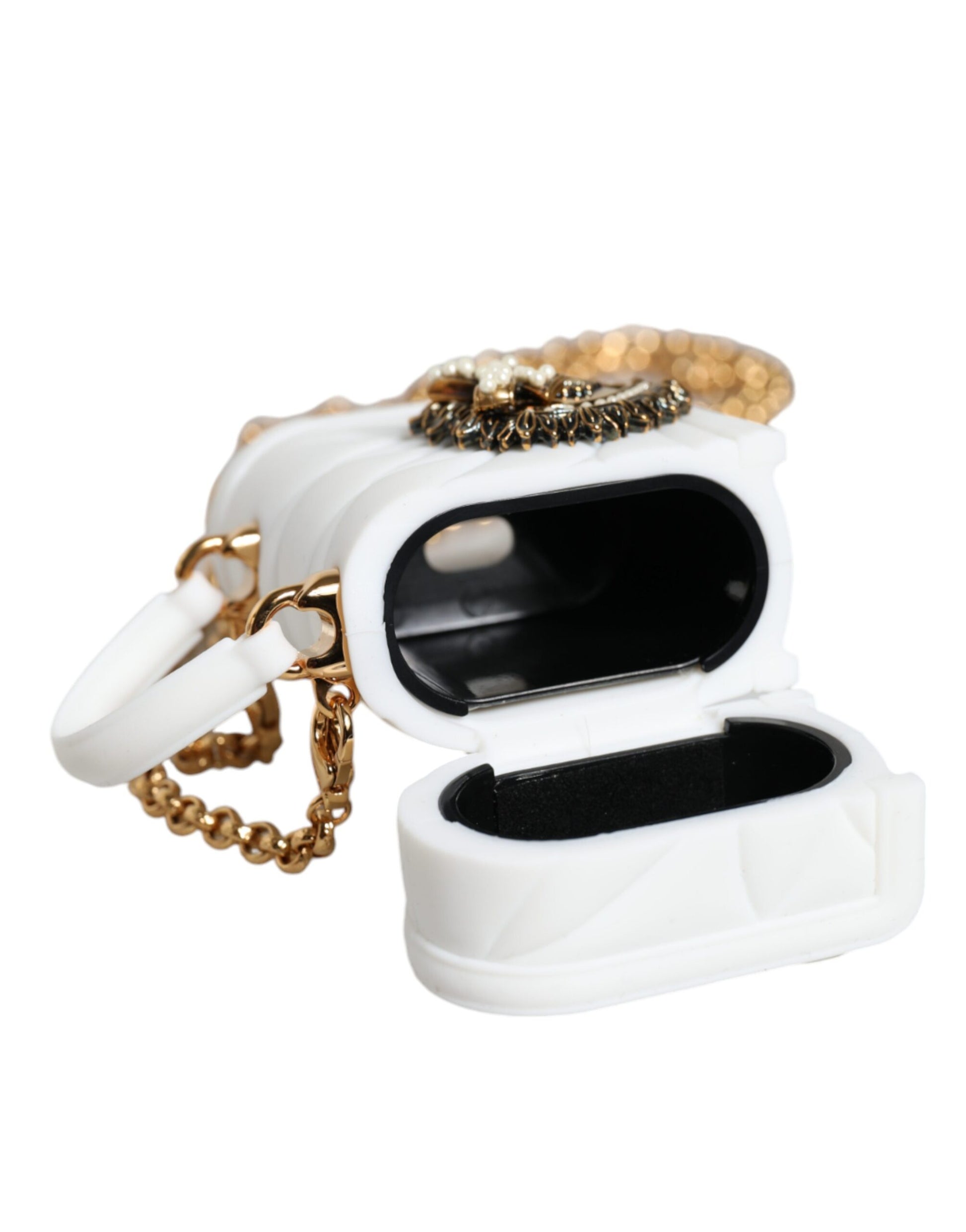 Dolce & Gabbana White Silicone Devotion Heart Cover Hand Bag Airpod Case Dolce & Gabbana