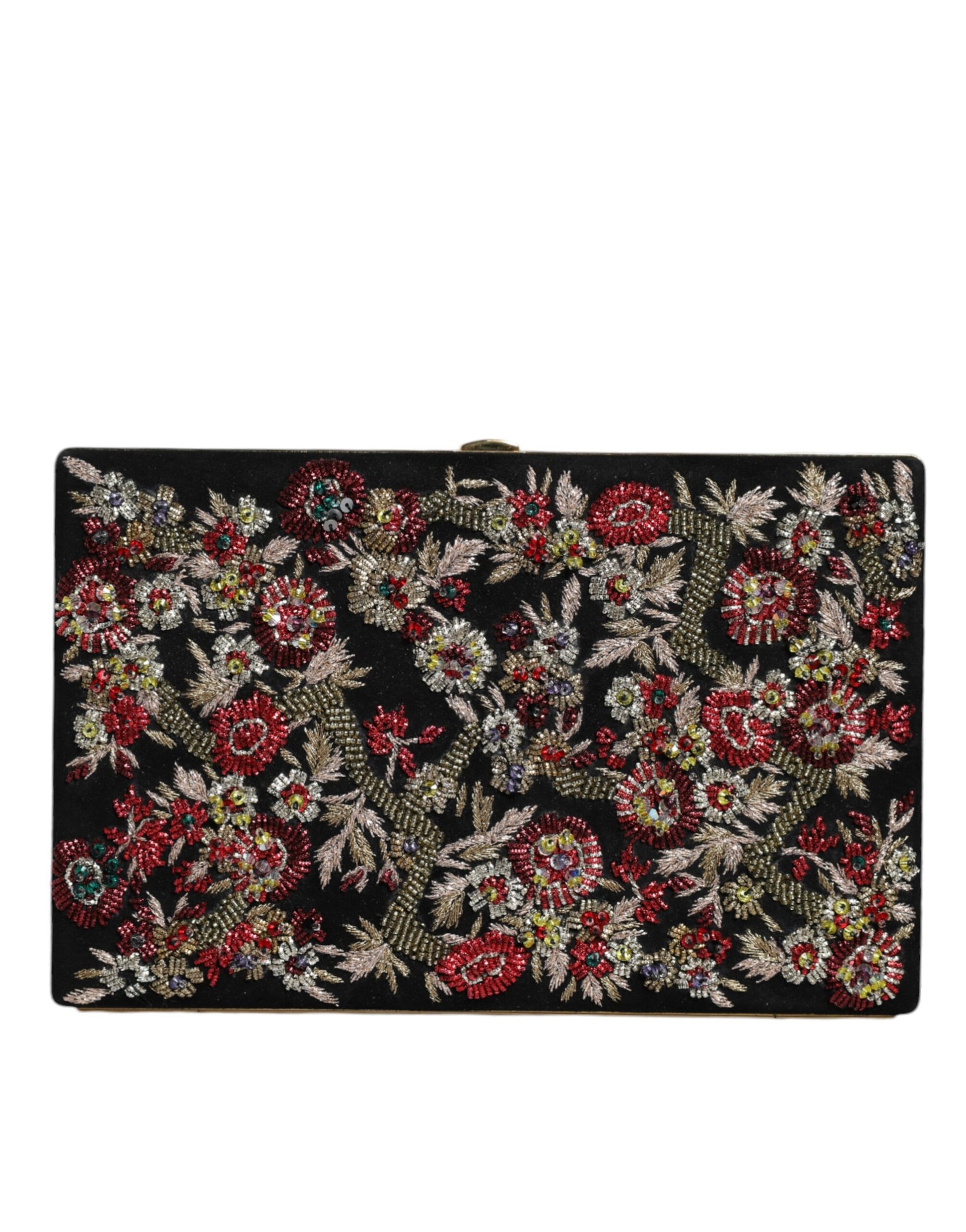 Dolce & Gabbana Multicolor Floral Gold Frame Clutch Evening Purse Bag Dolce & Gabbana