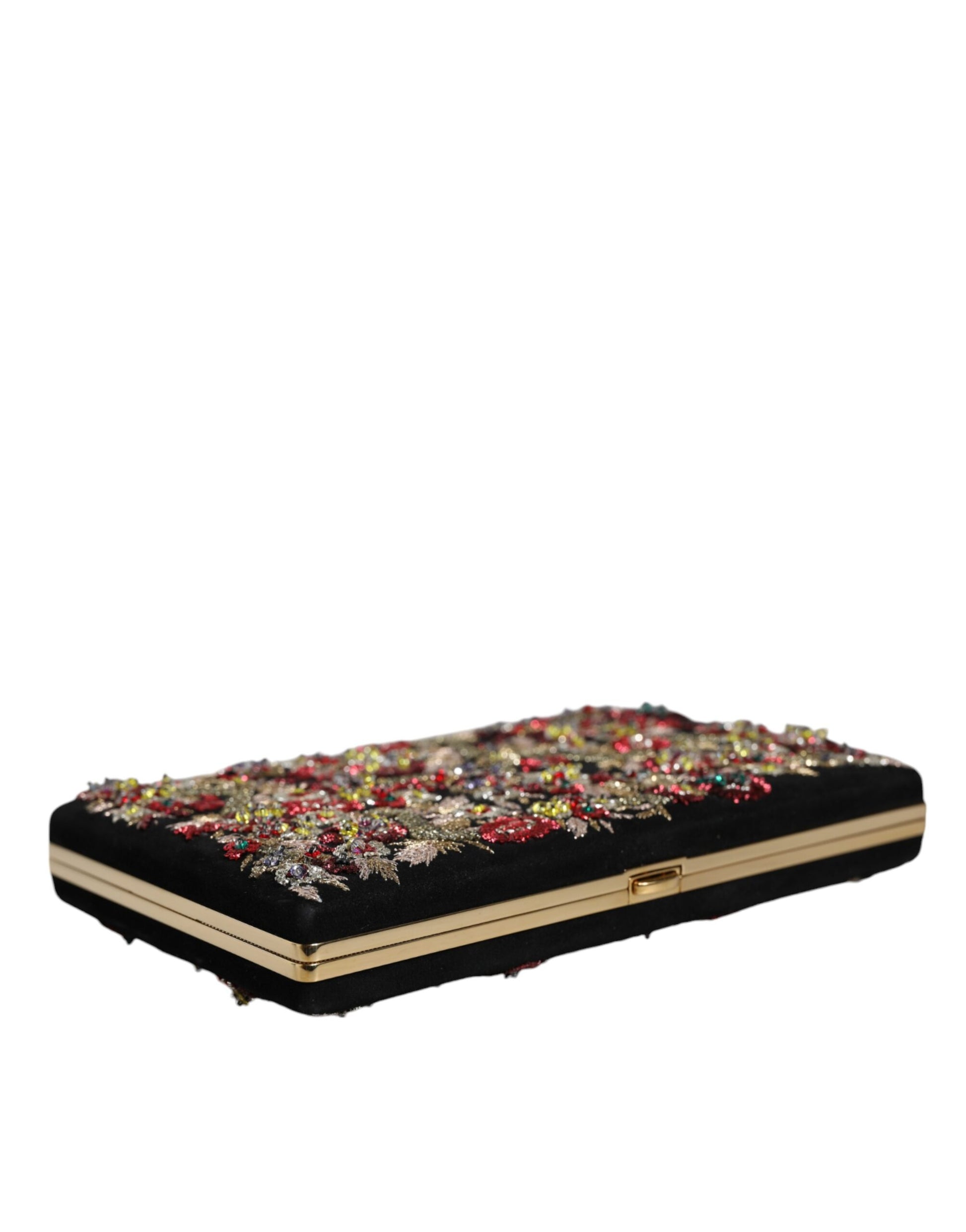 Dolce & Gabbana Multicolor Floral Gold Frame Clutch Evening Purse Bag Dolce & Gabbana