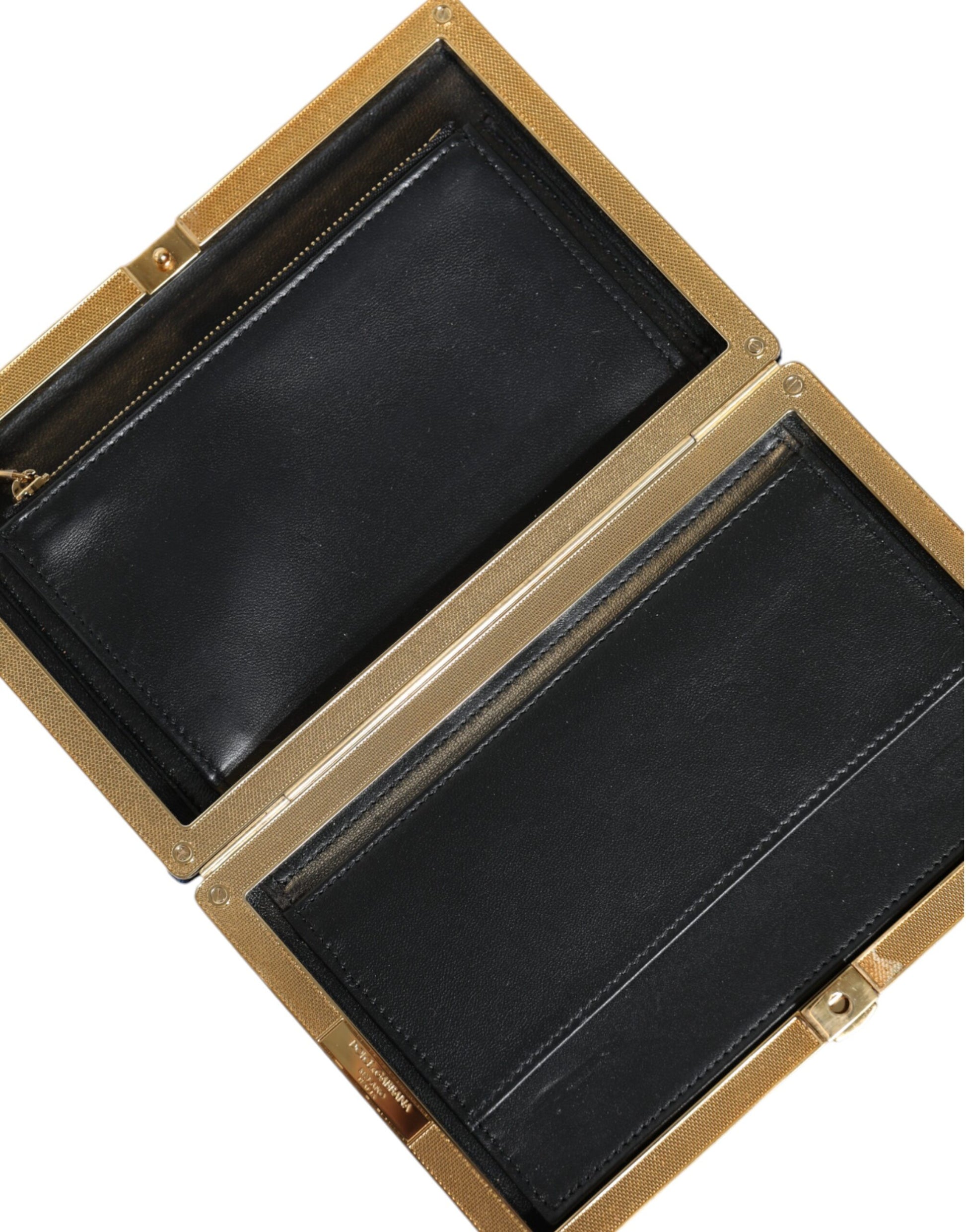 Dolce & Gabbana Blue Velvet Gold Frame Clutch Evening Party Purse Bag Dolce & Gabbana