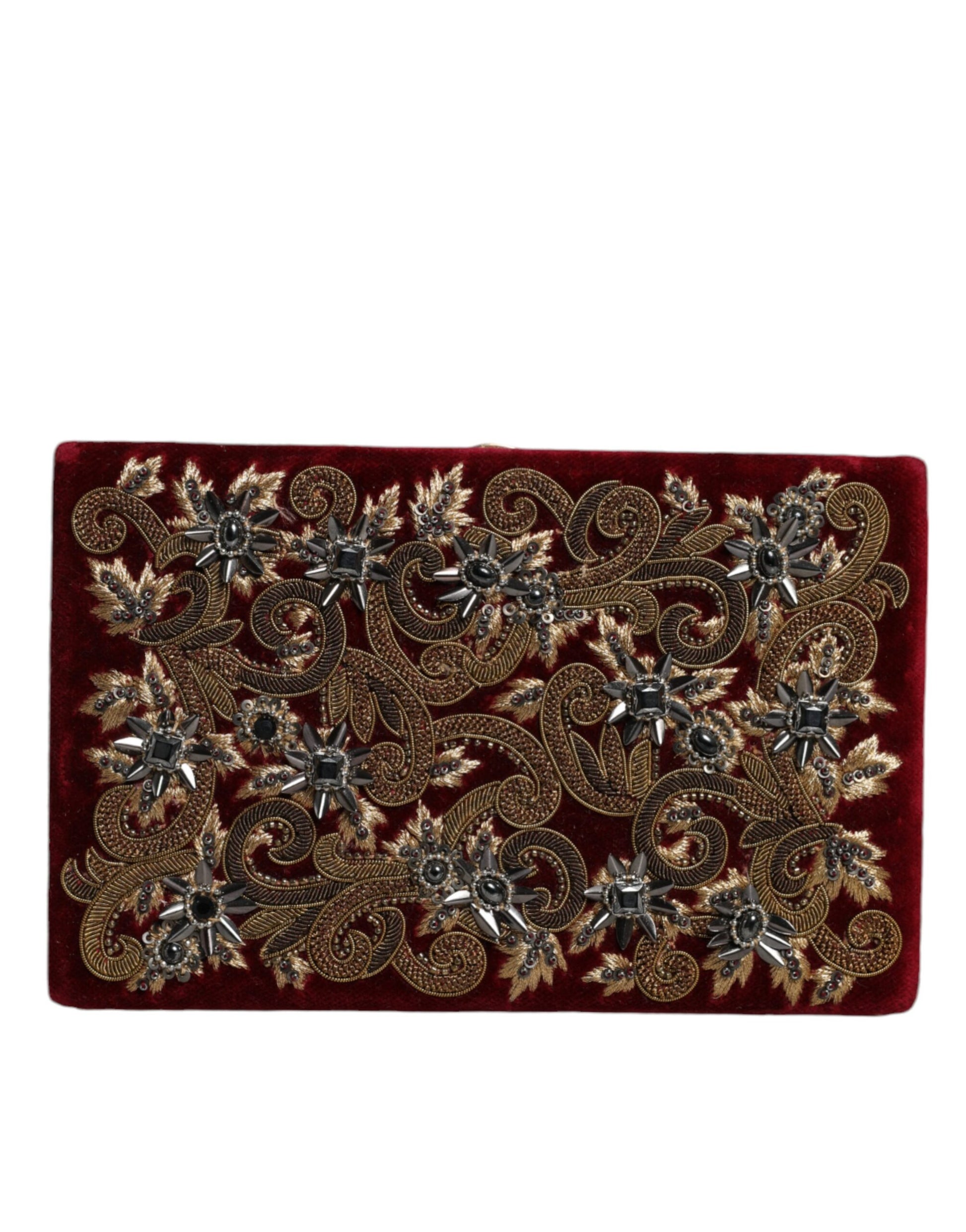 Dolce & Gabbana Red Velvet Gold Frame Clutch Evening Party Purse Bag Dolce & Gabbana