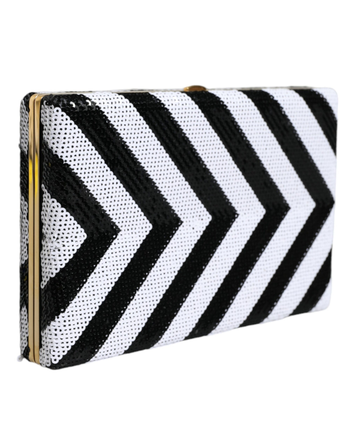 Dolce & Gabbana Black White Gold Frame Clutch Evening Party Purse Bag - Eljoys Fashion 