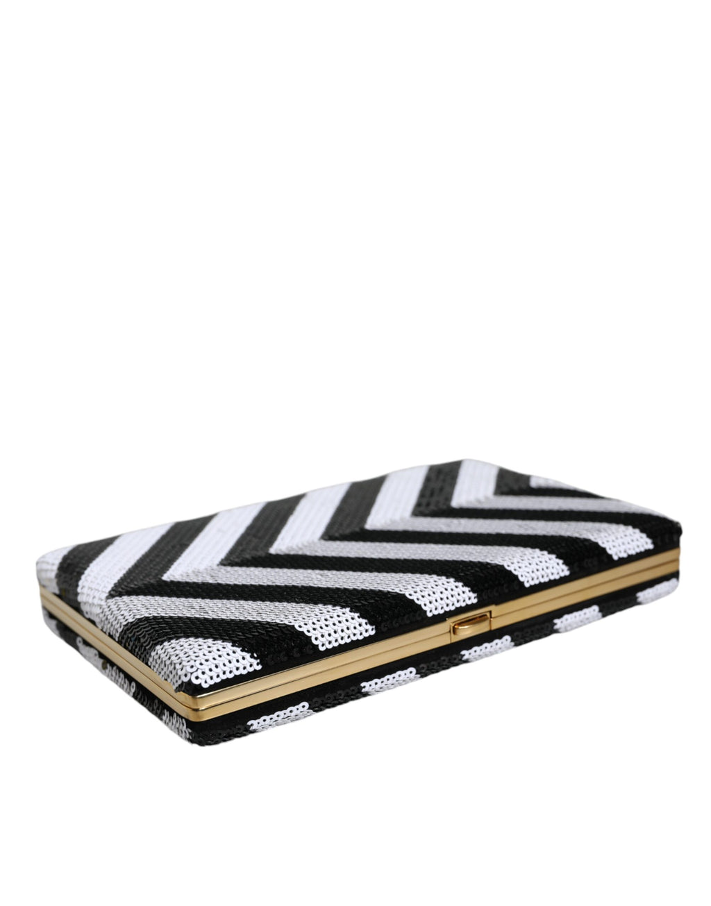 Dolce & Gabbana Black White Gold Frame Clutch Evening Party Purse Bag - Eljoys Fashion 