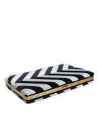 Dolce & Gabbana Black White Gold Frame Clutch Evening Party Purse Bag - Eljoys Fashion 