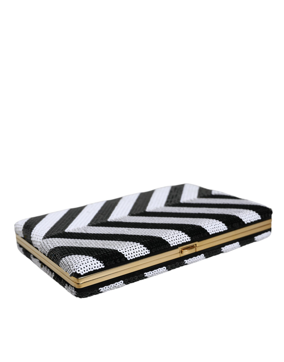 Dolce & Gabbana Black White Gold Frame Clutch Evening Party Purse Bag - Eljoys Fashion 