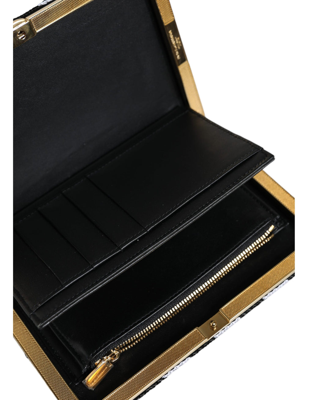 Dolce & Gabbana Black White Gold Frame Clutch Evening Party Purse Bag - Eljoys Fashion 