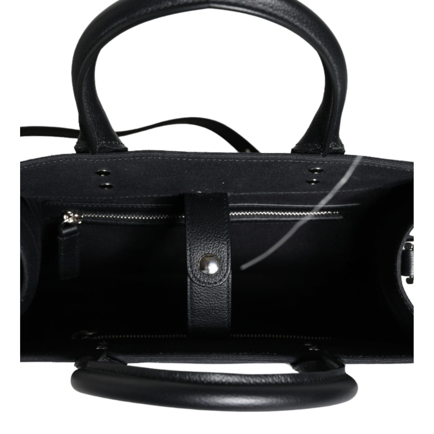 Versace Black Top Handle Canvas Leather Logo Crossbody Tote Bag Versace