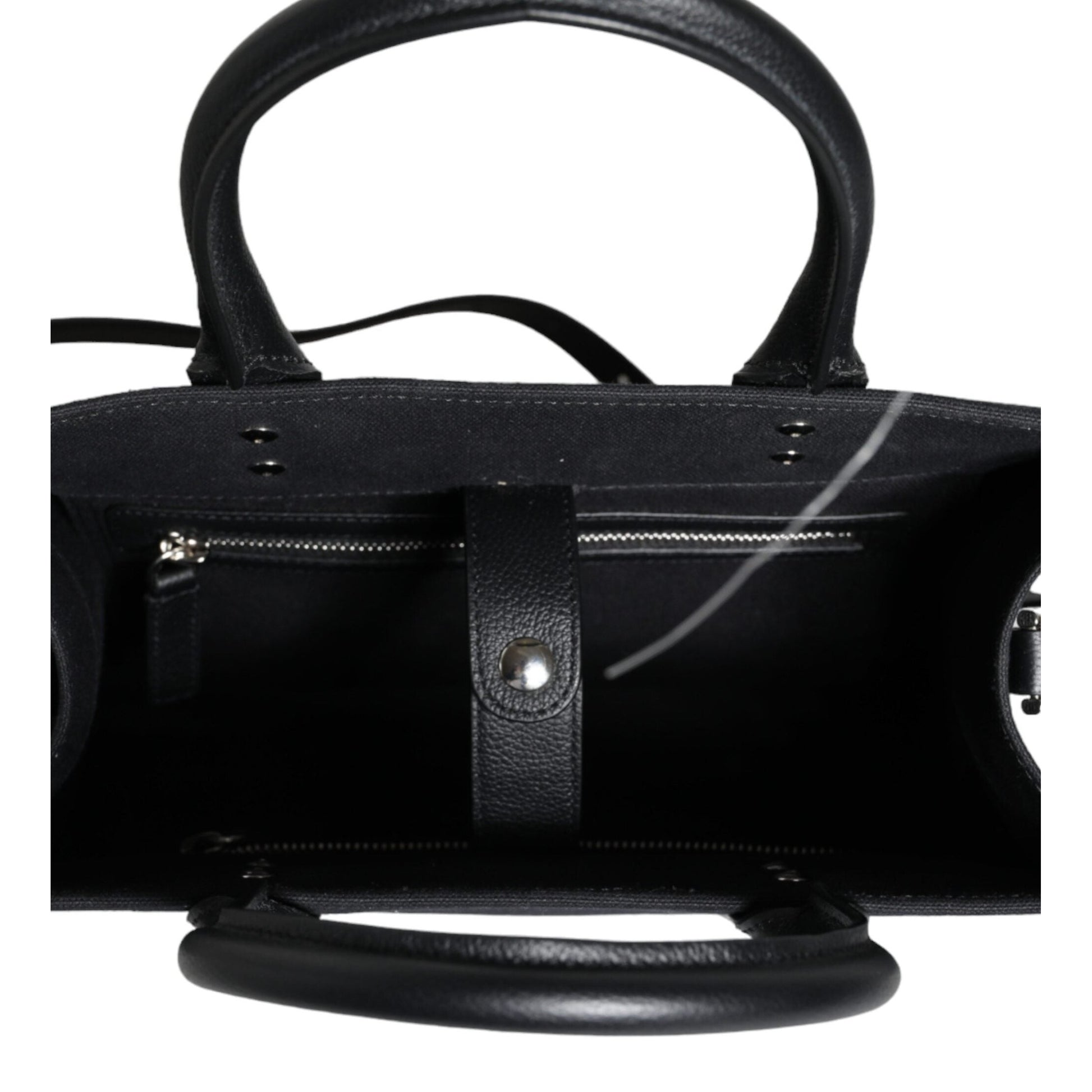 Versace Black Top Handle Canvas Leather Logo Crossbody Tote Bag Versace
