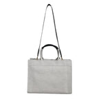 Versace White Top Handle Canvas Leather Logo Crossbody Tote Bag
