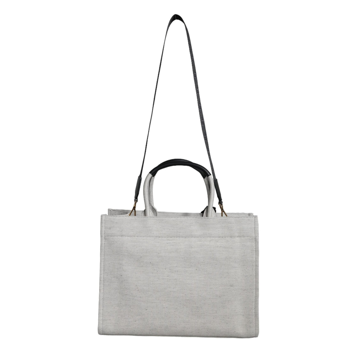 Versace White Top Handle Canvas Leather Logo Crossbody Tote Bag