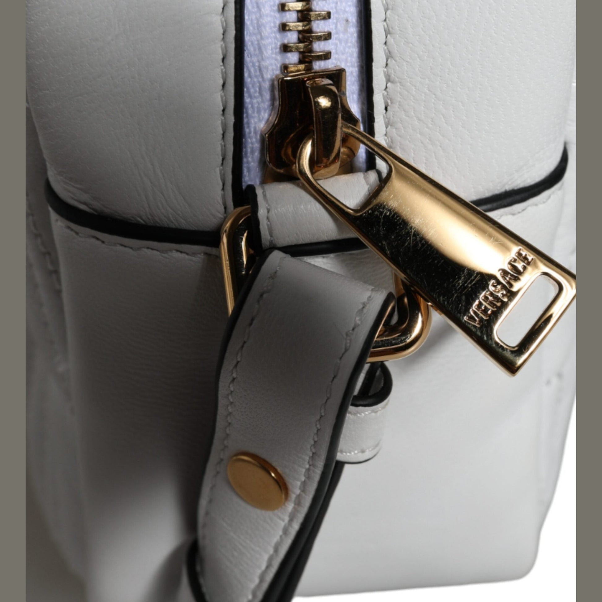 Versace White Quilted Nappa Leather Crossbody Shoulder Bag Versace