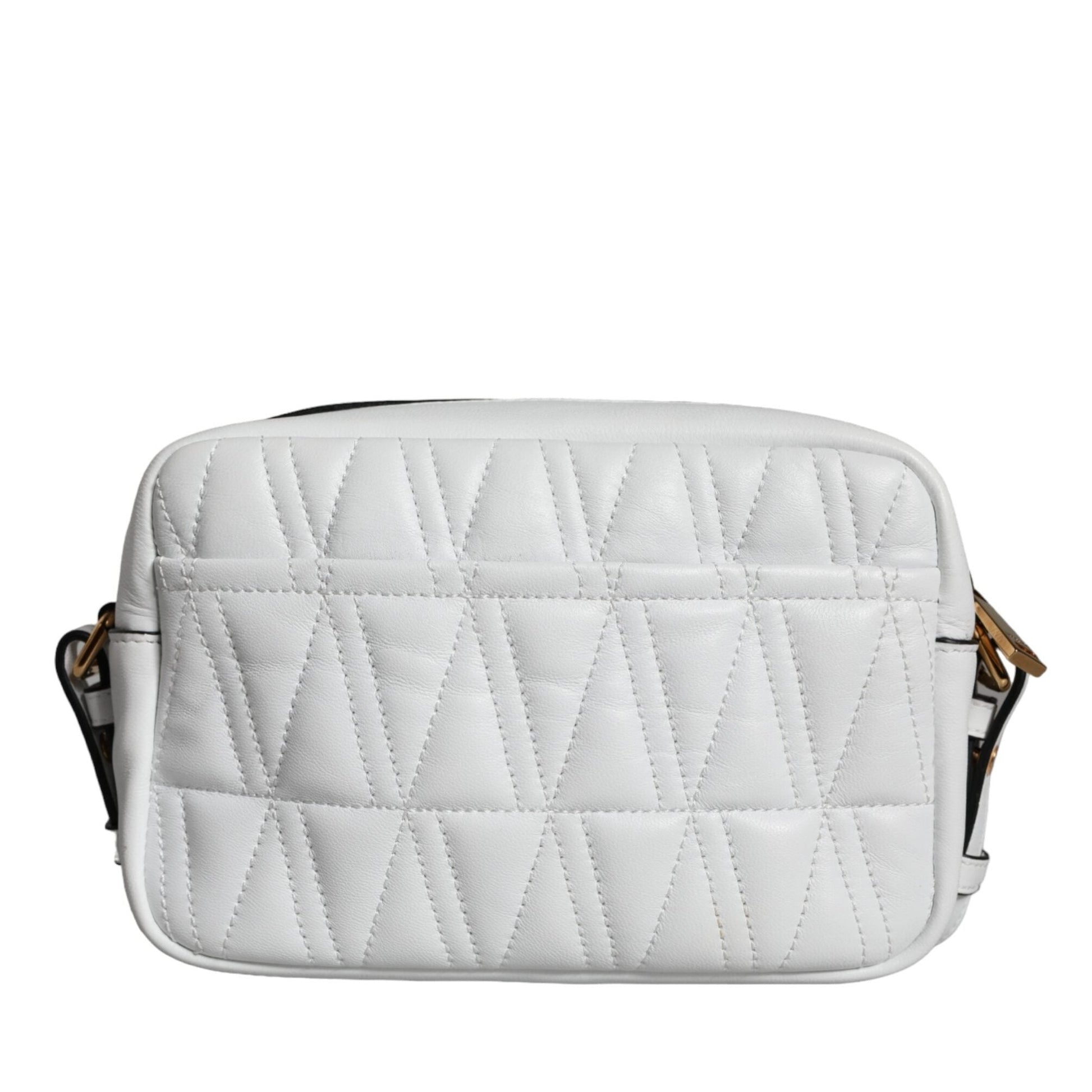 Versace White Quilted Nappa Leather Crossbody Shoulder Bag Versace
