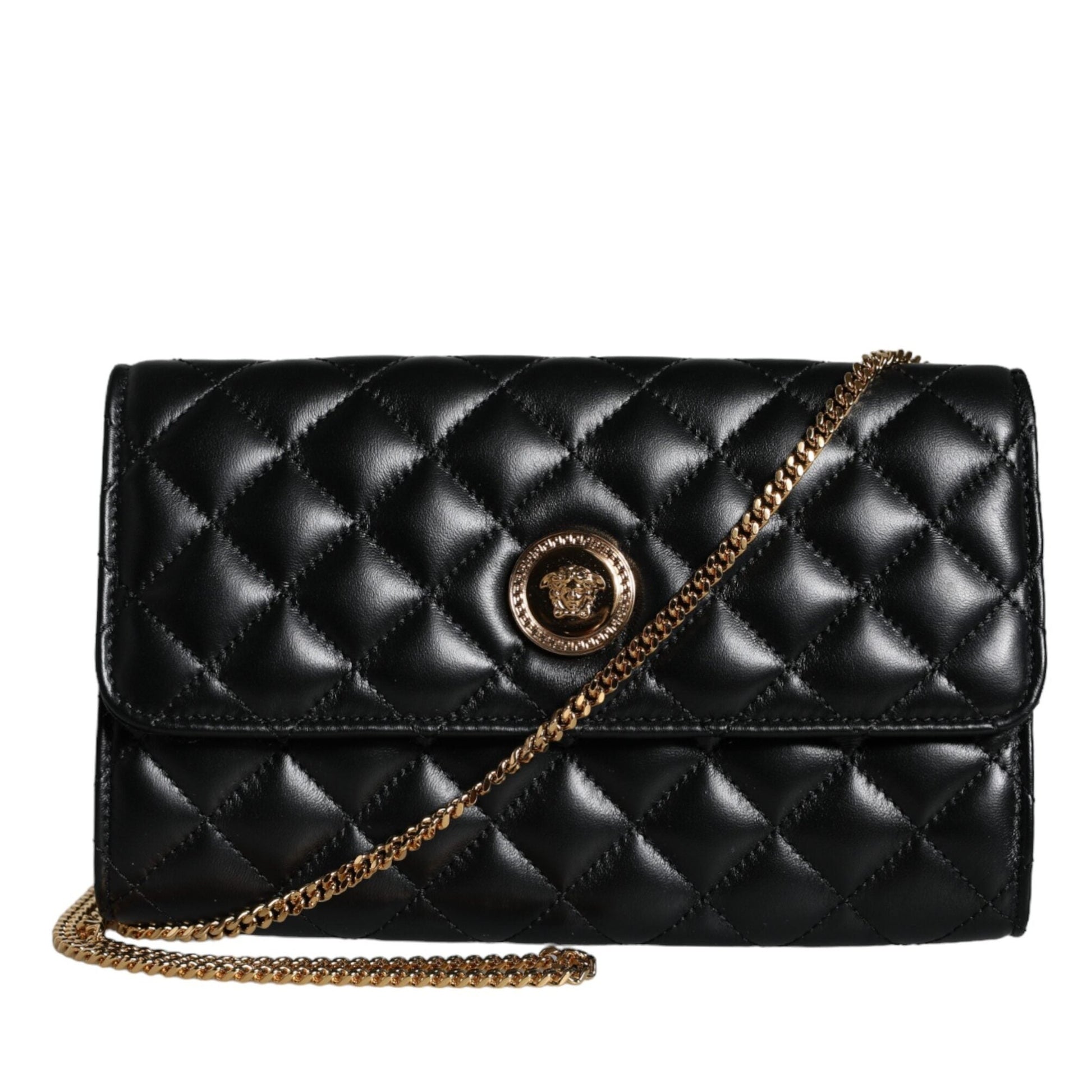 Versace Black Quilted Nappa Leather Crossbody Shoulder Bag Versace