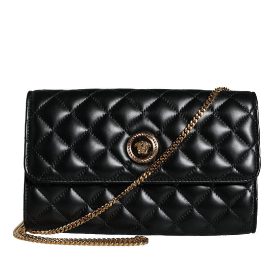 Versace Black Quilted Nappa Leather Crossbody Shoulder Bag Versace